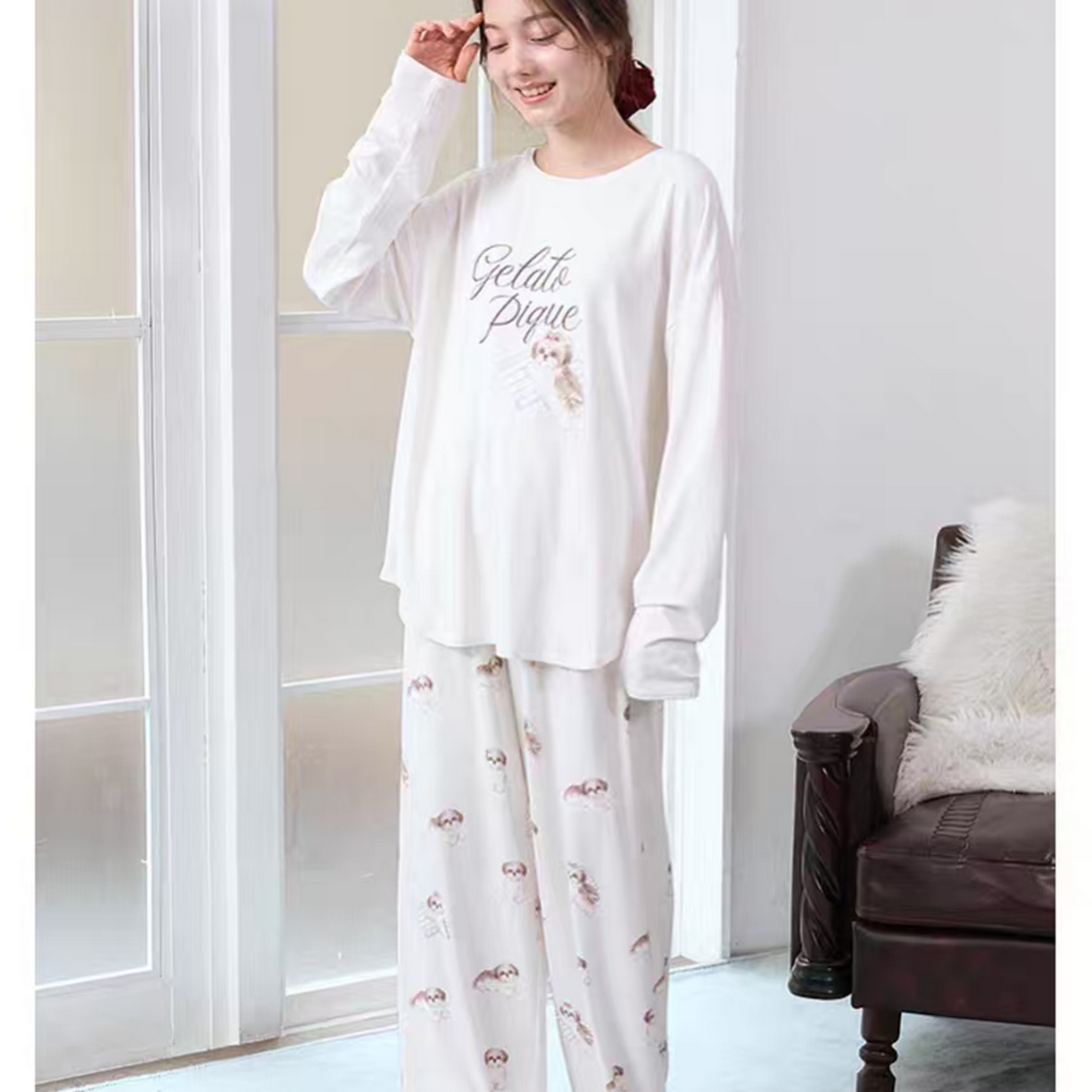 91家纺网 家纺一手货源 找家纺 妍景家居生活馆 2026新款抱枕西施小狗套装 白色