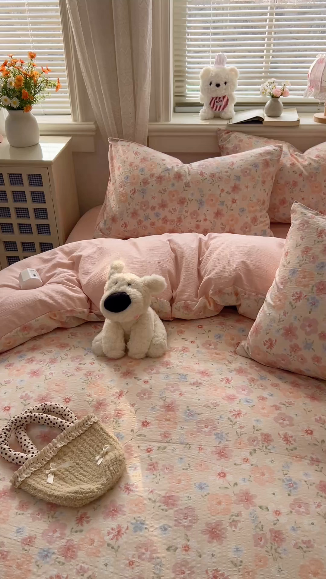 91家纺网 家纺一手货源 找家纺 金梦拉家纺 2026春夏新款云感双层纱皱皱纱系列四件套 白桃乌龙