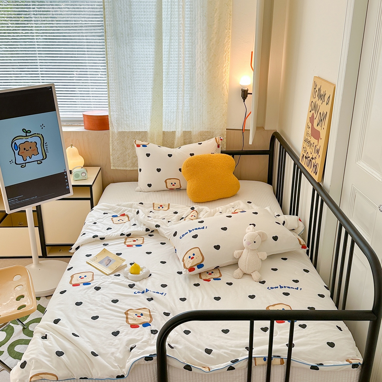 咏绒家纺工厂店 厂家直销网销爆款花型永不断货2025春夏新款A类牛奶针织棉大豆夏被（长期款） 爱心吐司