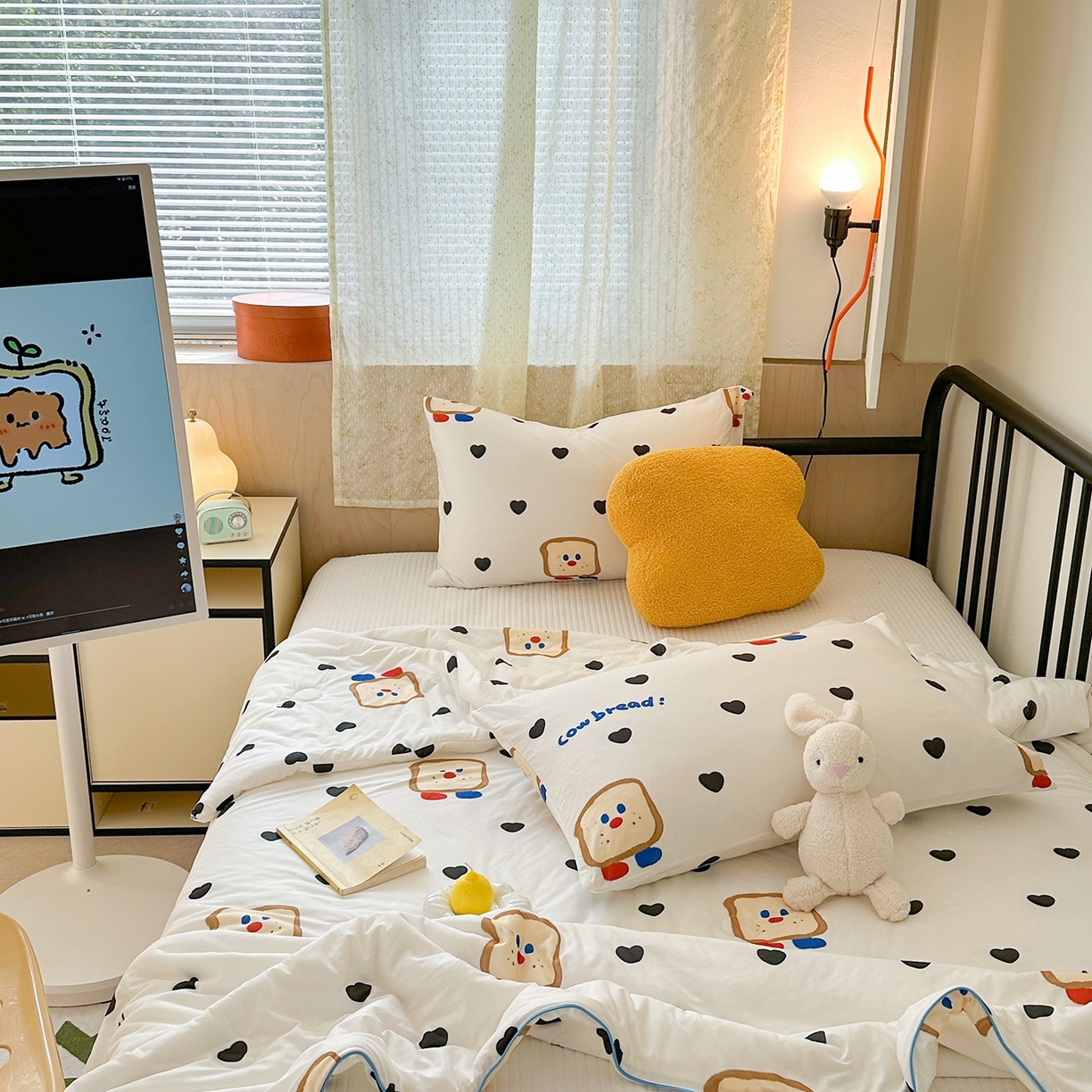 91家纺网 家纺一手货源 找家纺 咏绒家纺工厂店 厂家直销网销爆款花型永不断货2025春夏新款A类牛奶针织棉大豆夏被（长期款） 爱心吐司