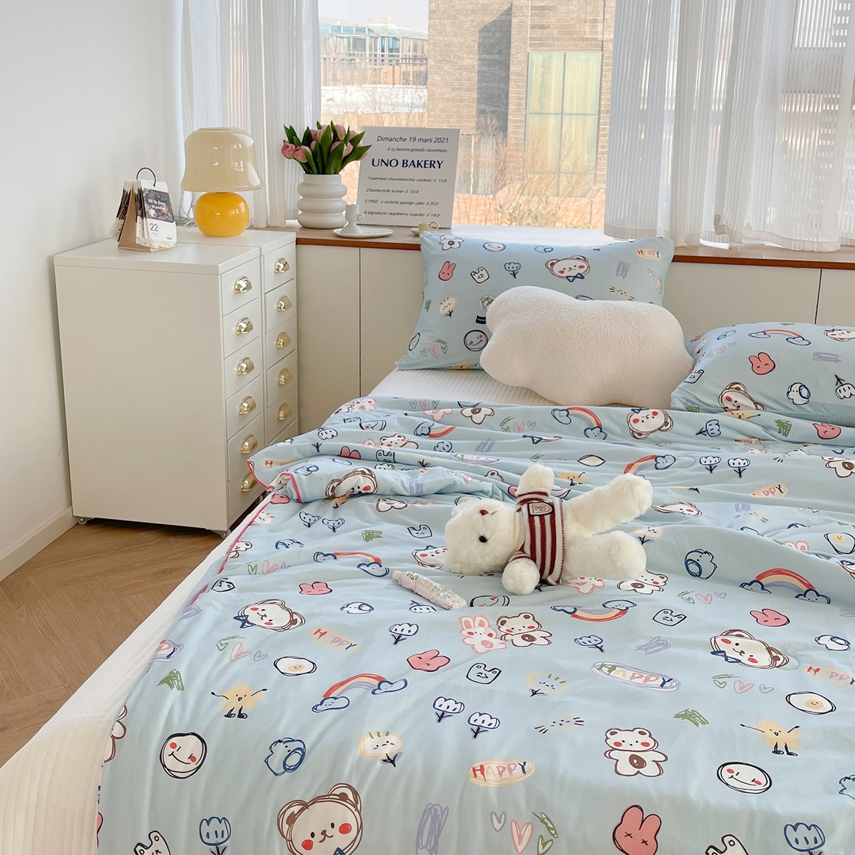 91家纺网 家纺一手货源 找家纺 咏绒家纺工厂店 厂家直销网销爆款花型永不断货2025春夏新款A类牛奶针织棉大豆夏被（长期款） 彩笔画-蓝