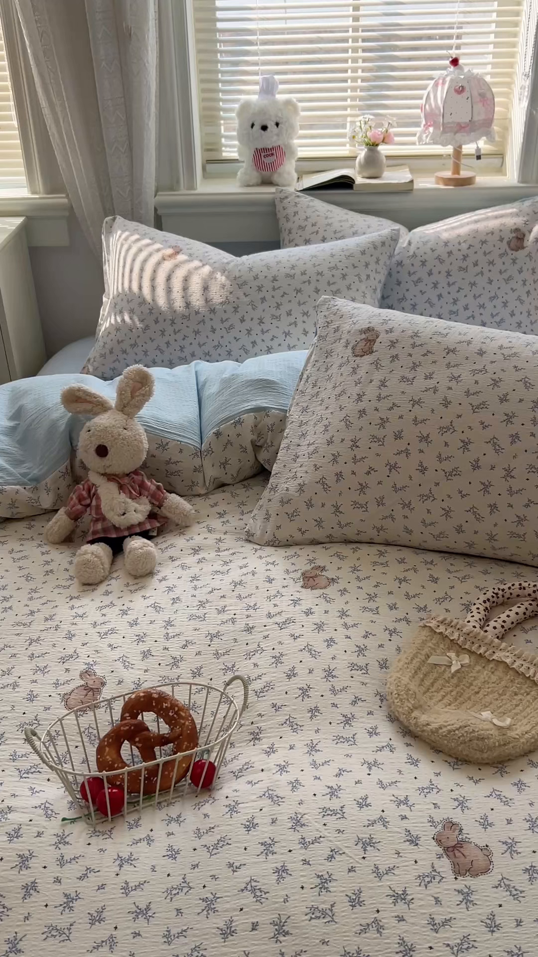 91家纺网 家纺一手货源 找家纺 金梦拉家纺 2026春夏新款云感双层纱皱皱纱系列四件套 丛林兔