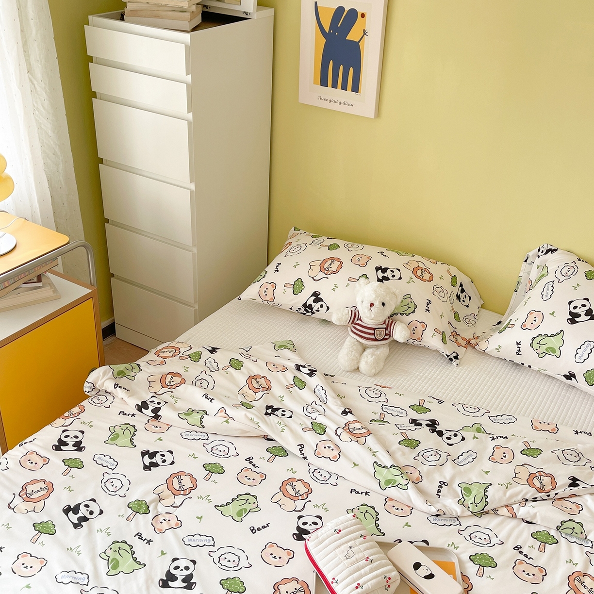 91家纺网 家纺一手货源 找家纺 咏绒家纺工厂店 厂家直销网销爆款花型永不断货2025春夏新款A类牛奶针织棉大豆夏被（长期款） 大森林