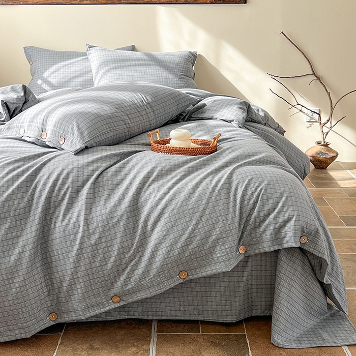 91家纺网 家纺一手货源 找家纺 库里梦家纺 2026新款色织提花婴儿棉四件套 琥珀灰