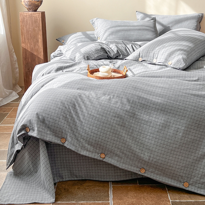 91家纺网 家纺一手货源 找家纺 库里梦家纺 2026新款色织提花婴儿棉四件套 琥珀灰