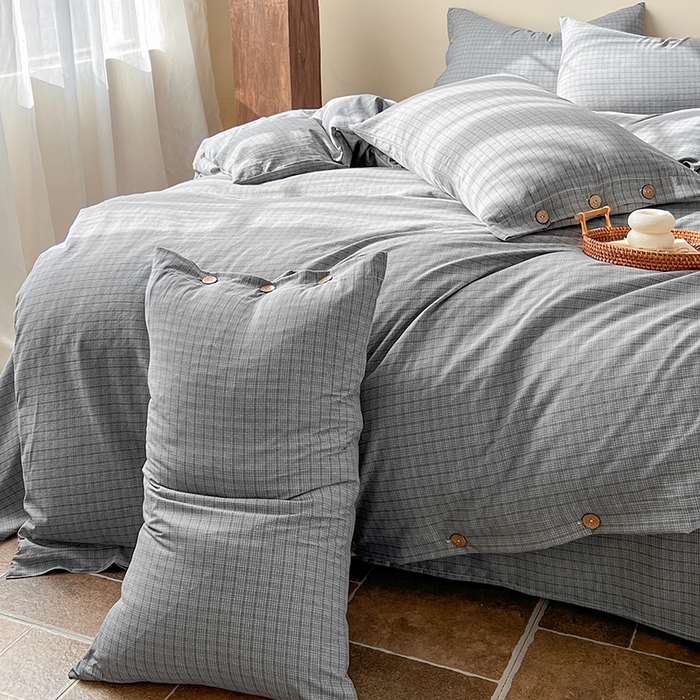 91家纺网 家纺一手货源 找家纺 库里梦家纺 2026新款色织提花婴儿棉四件套 琥珀灰