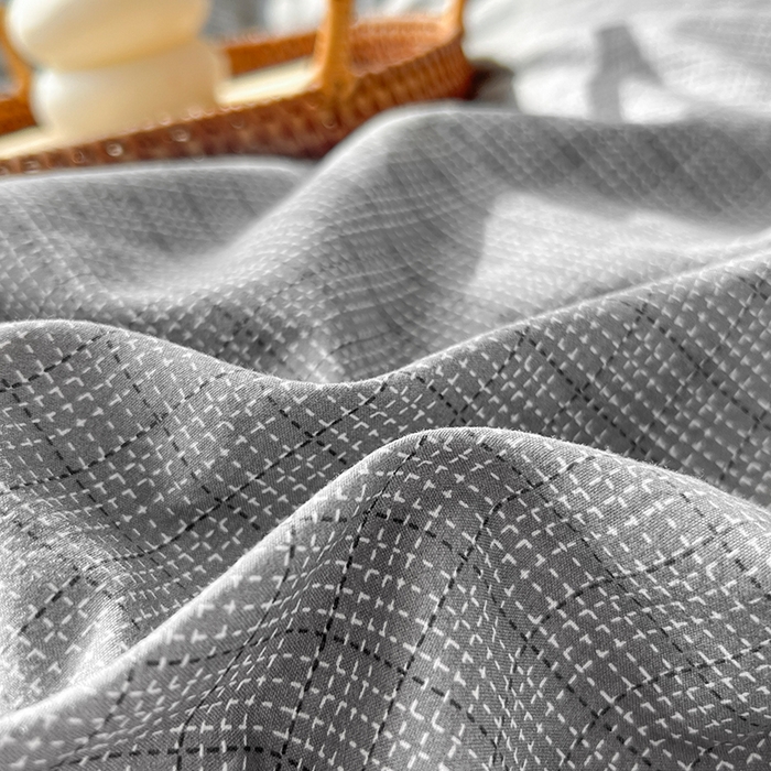 91家纺网 家纺一手货源 找家纺 库里梦家纺 2026新款色织提花婴儿棉四件套 琥珀灰