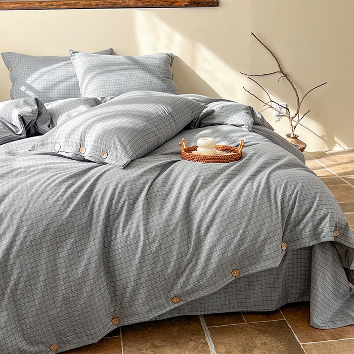 91家纺网 家纺一手货源 找家纺 库里梦家纺 2026新款色织提花婴儿棉四件套 琥珀灰