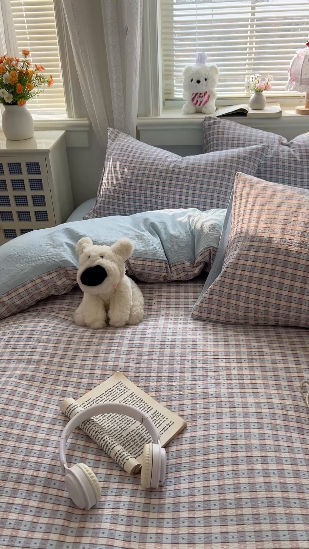 91家纺网 家纺一手货源 找家纺 金梦拉家纺 2026春夏新款云感双层纱皱皱纱系列四件套 凯特蓝