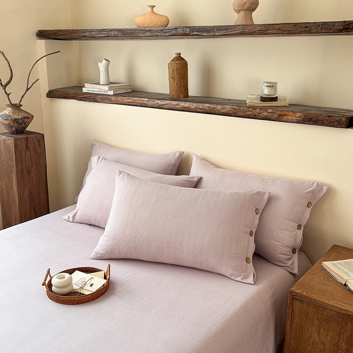 91家纺网 家纺一手货源 找家纺 库里梦家纺 2026新款色织提花婴儿棉四件套 琥珀粉