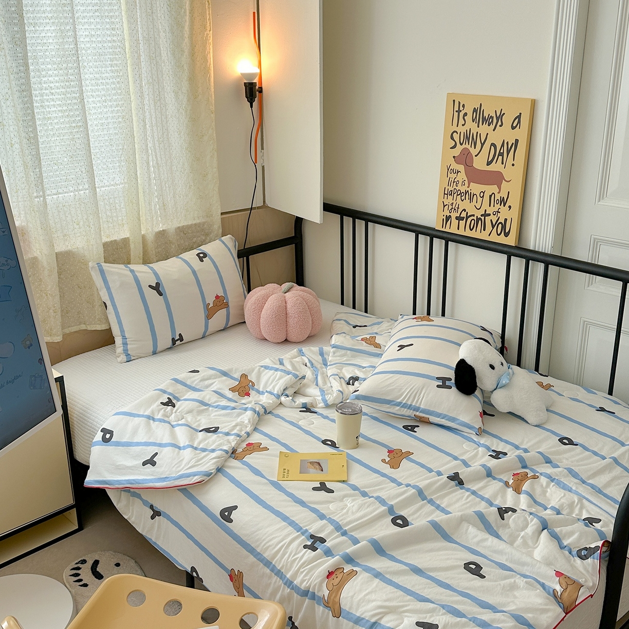 91家纺网 家纺一手货源 找家纺 咏绒家纺工厂店 厂家直销网销爆款花型永不断货2025春夏新款A类牛奶针织棉大豆夏被（长期款） 快乐狗