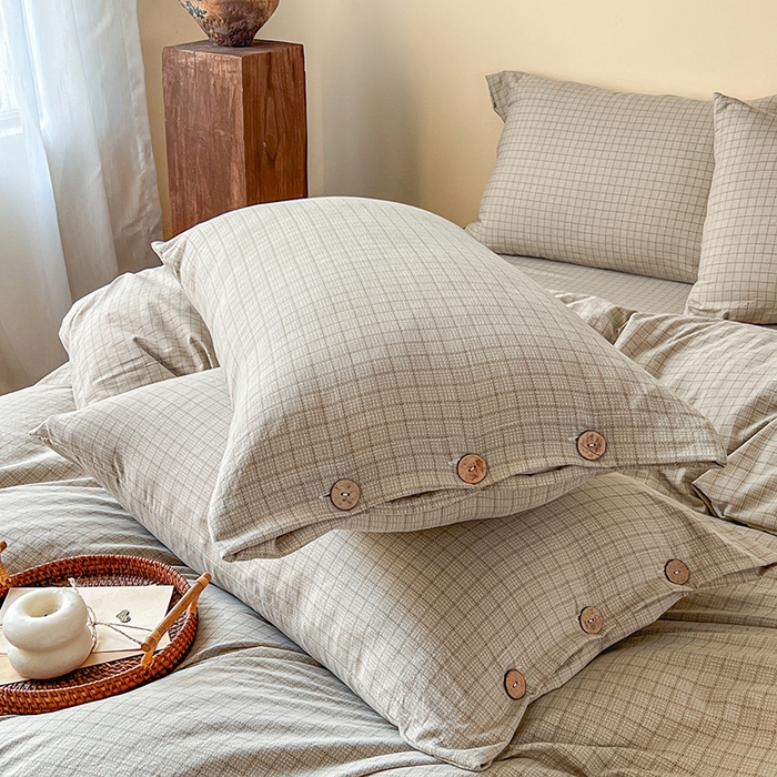 91家纺网 家纺一手货源 找家纺 库里梦家纺 2026新款色织提花婴儿棉四件套 琥珀咖