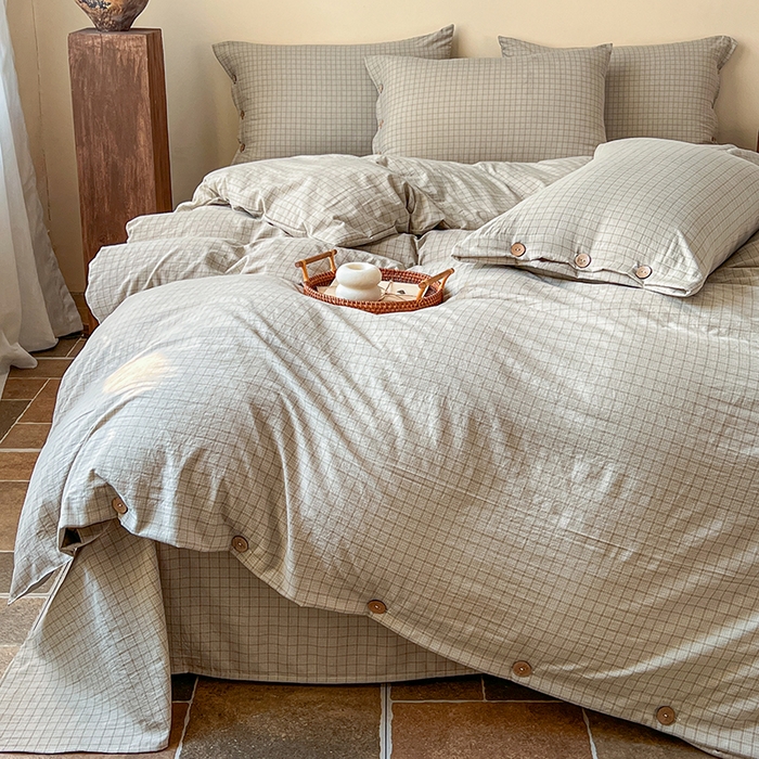 91家纺网 家纺一手货源 找家纺 库里梦家纺 2026新款色织提花婴儿棉四件套 琥珀咖