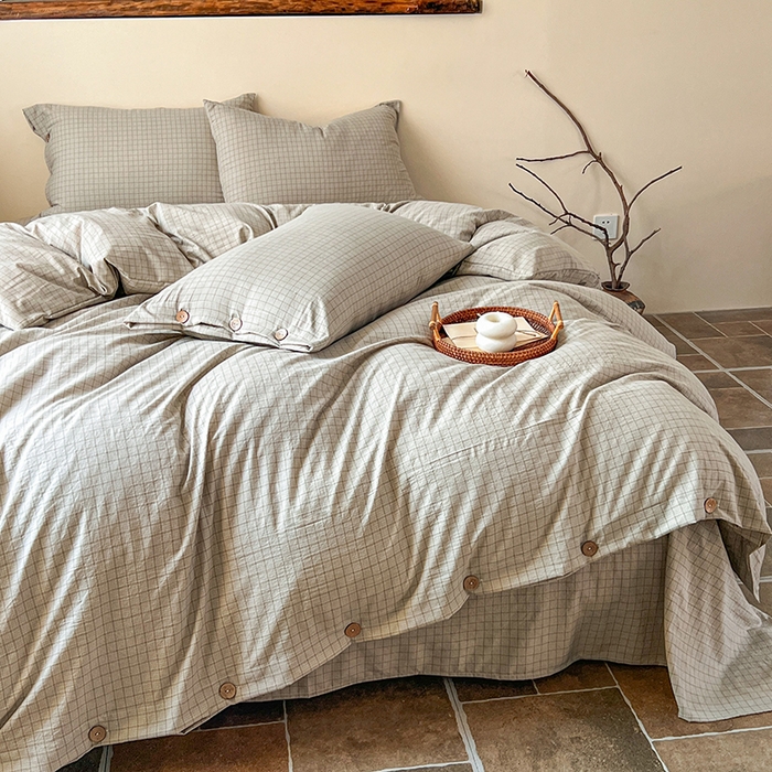 91家纺网 家纺一手货源 找家纺 库里梦家纺 2026新款色织提花婴儿棉四件套 琥珀咖