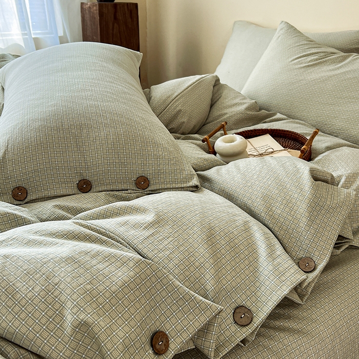 91家纺网 家纺一手货源 找家纺 库里梦家纺 2026新款色织提花婴儿棉四件套 琥珀米