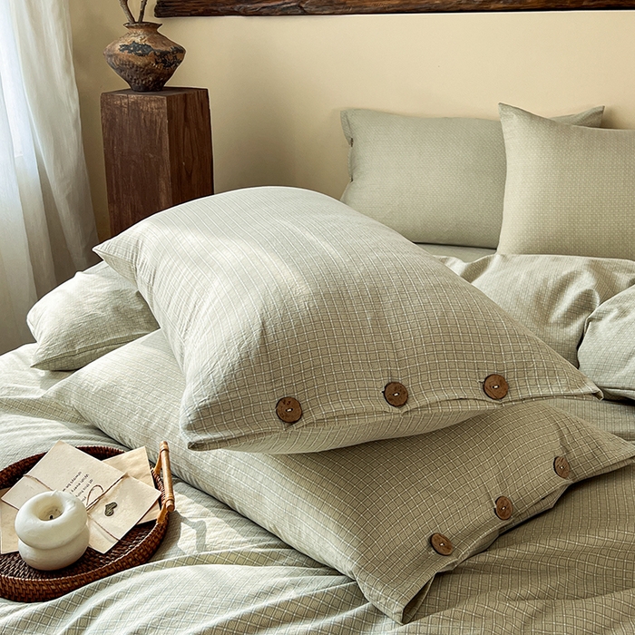 91家纺网 家纺一手货源 找家纺 库里梦家纺 2026新款色织提花婴儿棉四件套 琥珀米