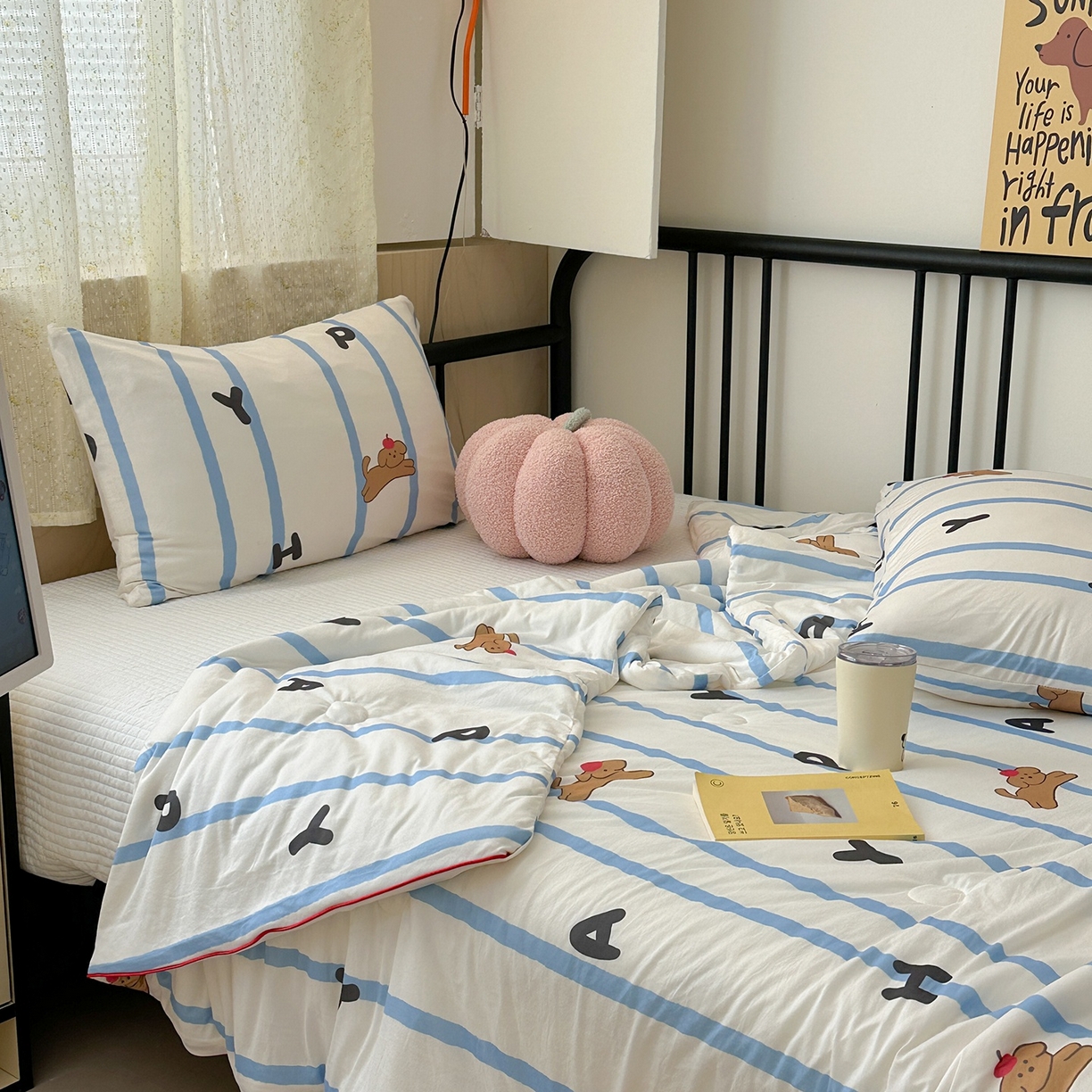 91家纺网 家纺一手货源 找家纺 咏绒家纺工厂店 厂家直销网销爆款花型永不断货2025春夏新款A类牛奶针织棉大豆夏被（长期款） 快乐狗