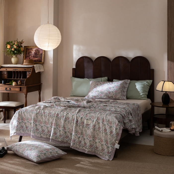 大彩家居 2026新款全棉双层纱夏被 丁香圆舞曲