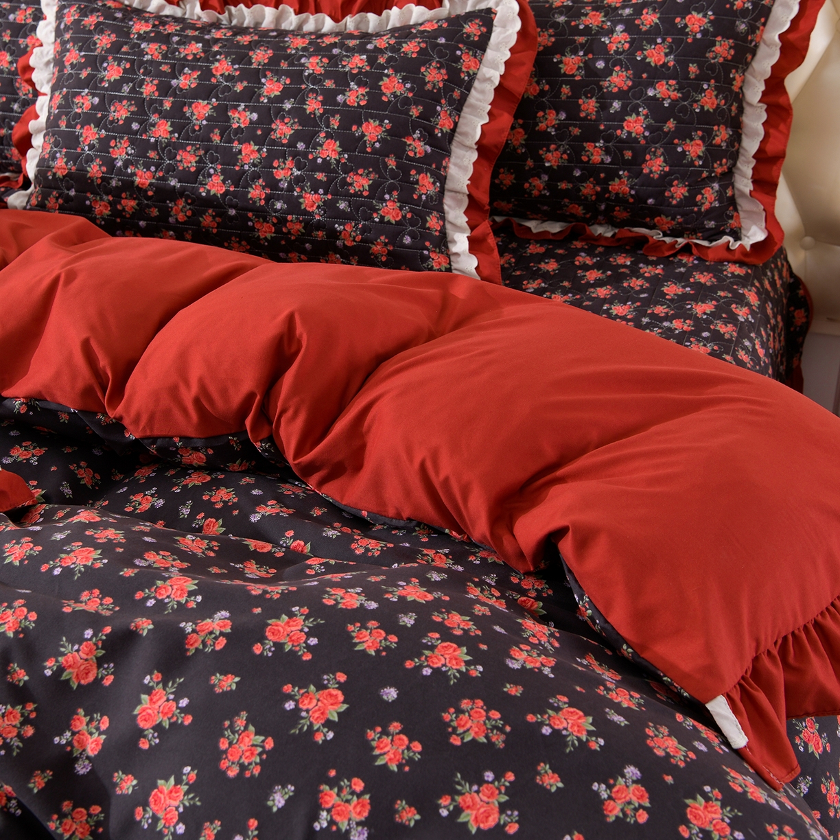 91家纺网 家纺一手货源 找家纺 金梦家居 2026新款水洗棉床盖夏被款四件套 暗香疏影