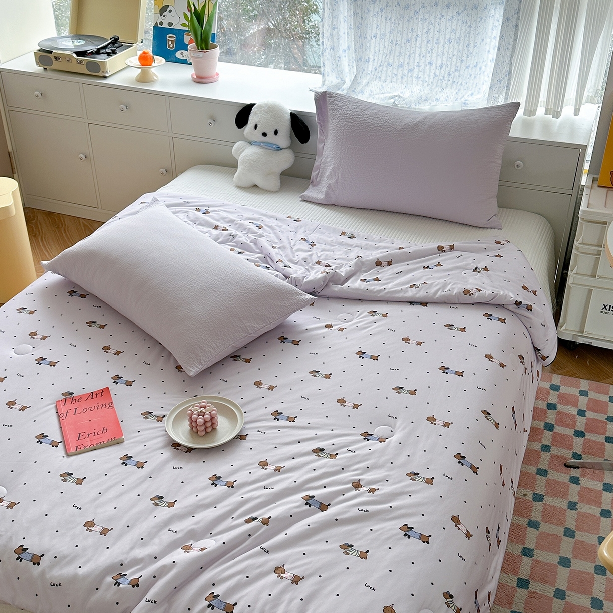 91家纺网 家纺一手货源 找家纺 咏绒家纺工厂店 厂家直销网销爆款花型永不断货2025春夏新款A类牛奶针织棉大豆夏被（长期款） 腊肠犬