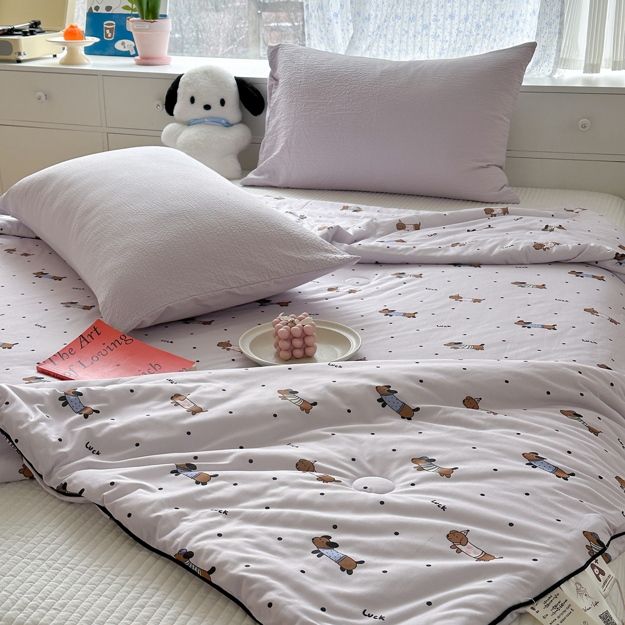 91家纺网 家纺一手货源 找家纺 咏绒家纺工厂店 厂家直销网销爆款花型永不断货2025春夏新款A类牛奶针织棉大豆夏被（长期款） 腊肠犬