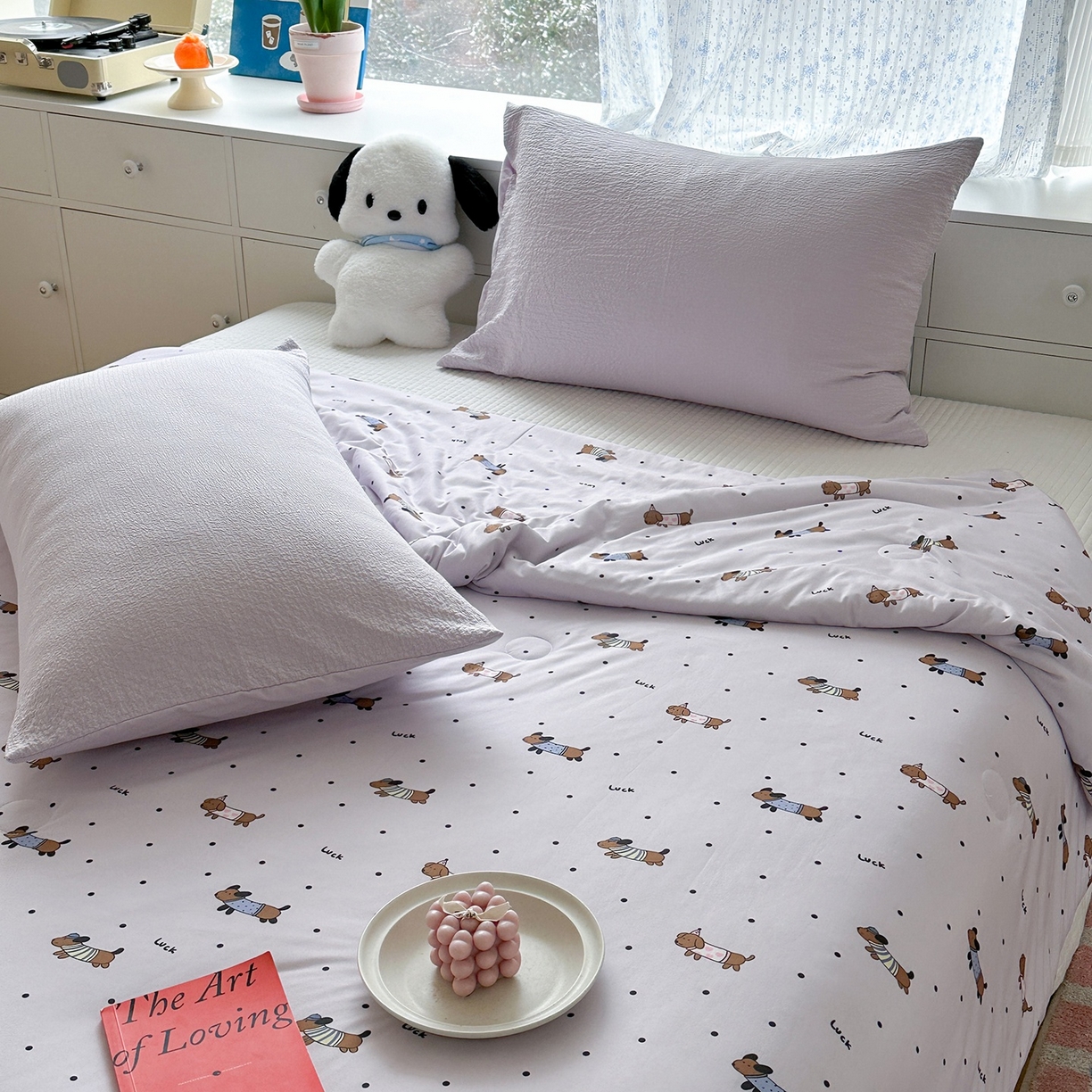 91家纺网 家纺一手货源 找家纺 咏绒家纺工厂店 厂家直销网销爆款花型永不断货2025春夏新款A类牛奶针织棉大豆夏被（长期款） 腊肠犬