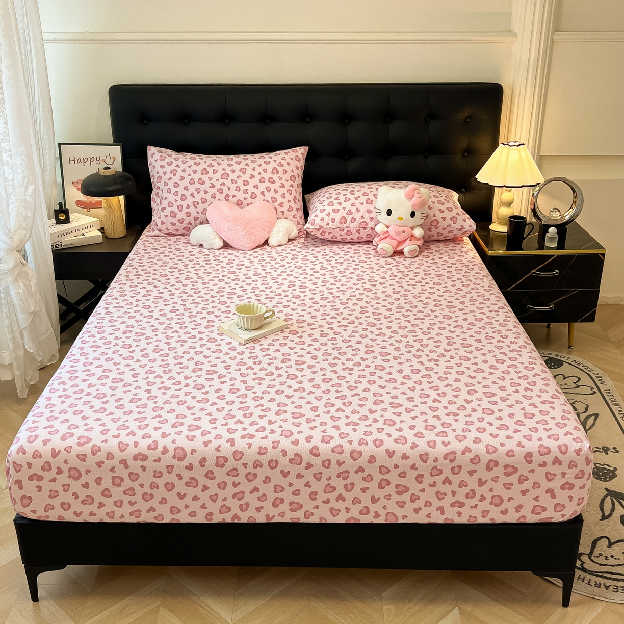 91家纺网 家纺一手货源 找家纺 （总）韩巢家纺 2026新款豹纹泡芙纱单床笠热销款防滑床笠单件床笠单品