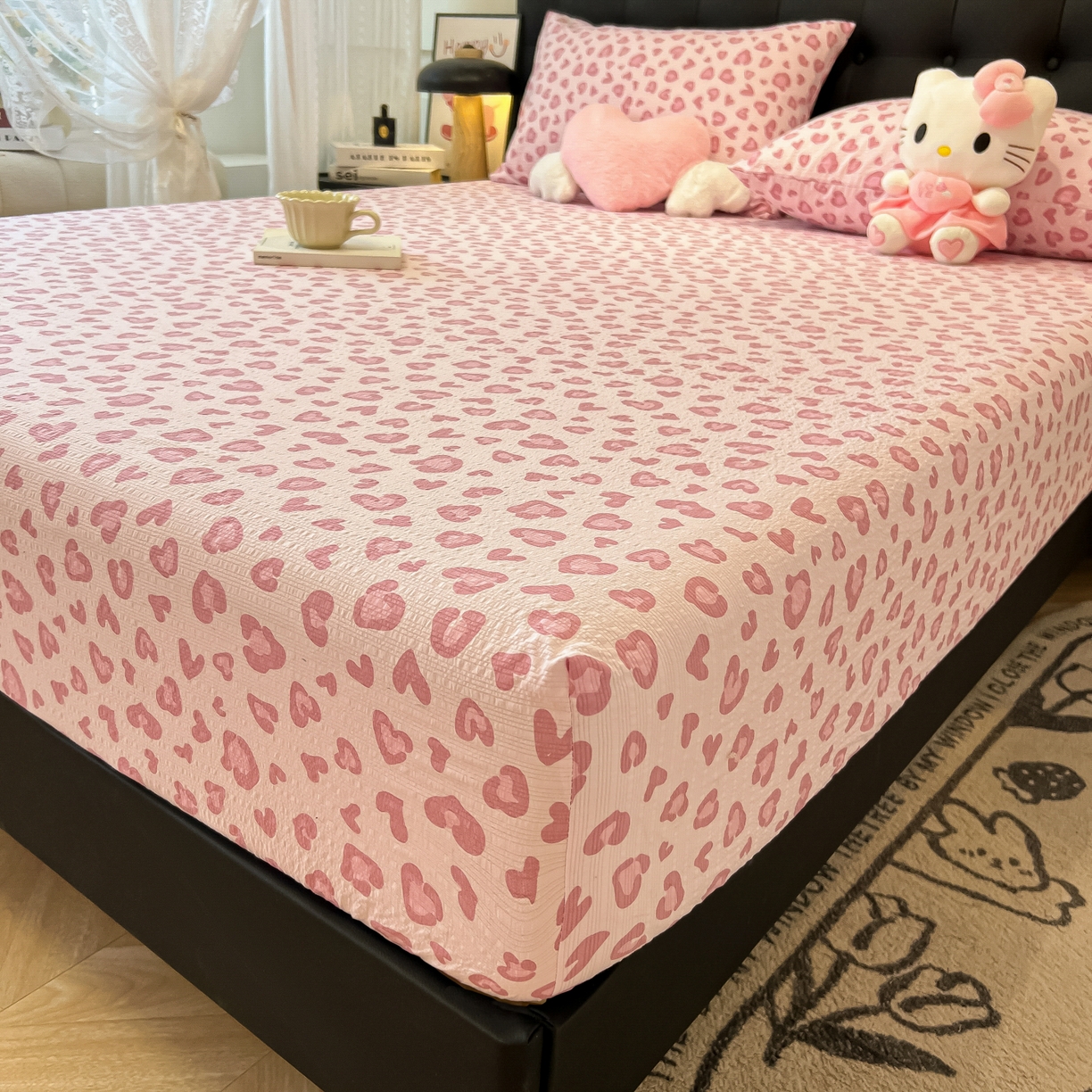 91家纺网 家纺一手货源 找家纺 （总）韩巢家纺 2026新款豹纹泡芙纱单床笠热销款防滑床笠单件床笠单品