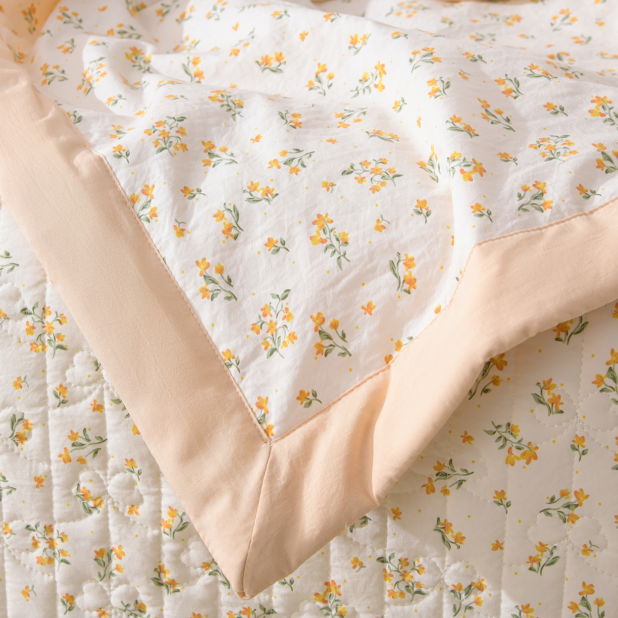 91家纺网 家纺一手货源 找家纺 金梦家居 2026新款水洗棉床盖夏被款四件套 春暖花开