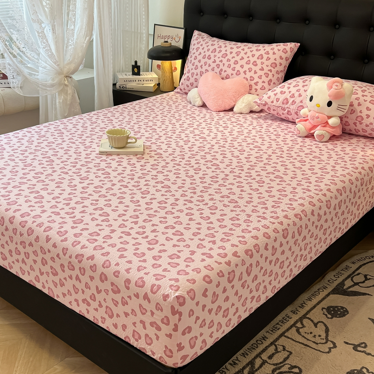 91家纺网 家纺一手货源 找家纺 （总）韩巢家纺 2026新款豹纹泡芙纱单床笠热销款防滑床笠单件床笠单品