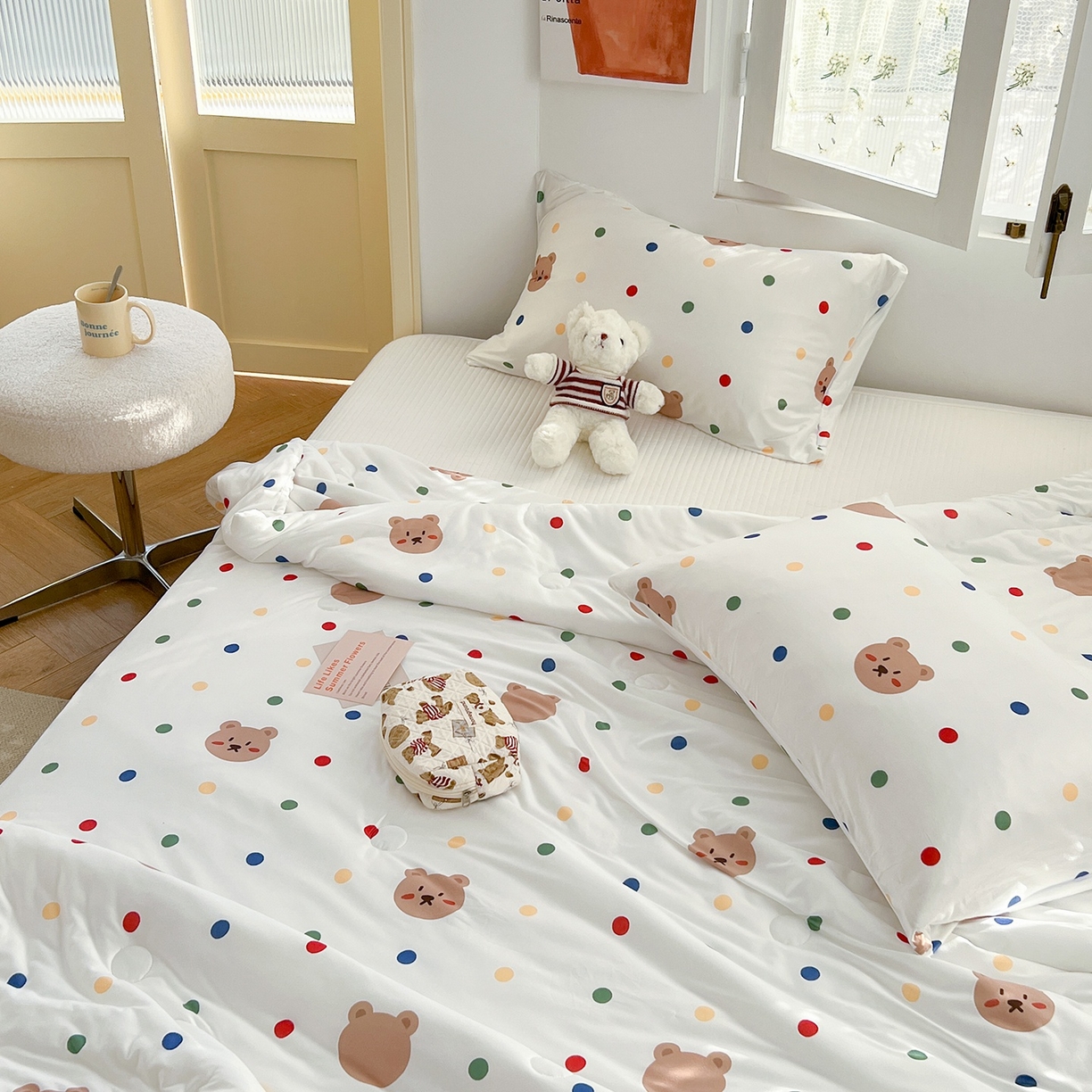 91家纺网 家纺一手货源 找家纺 咏绒家纺工厂店 厂家直销网销爆款花型永不断货2025春夏新款A类牛奶针织棉大豆夏被（长期款） 米洛熊