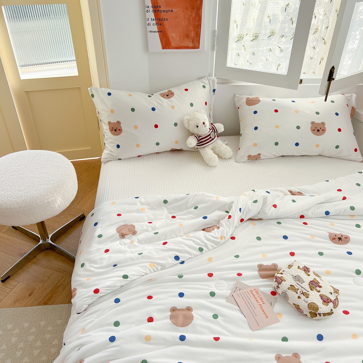 91家纺网 家纺一手货源 找家纺 咏绒家纺工厂店 厂家直销网销爆款花型永不断货2025春夏新款A类牛奶针织棉大豆夏被（长期款） 米洛熊