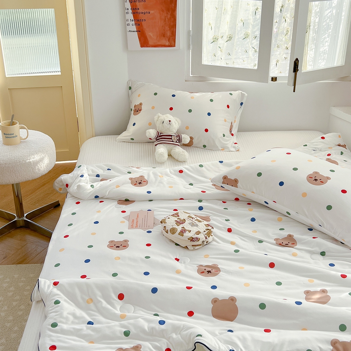 91家纺网 家纺一手货源 找家纺 咏绒家纺工厂店 厂家直销网销爆款花型永不断货2025春夏新款A类牛奶针织棉大豆夏被（长期款） 米洛熊