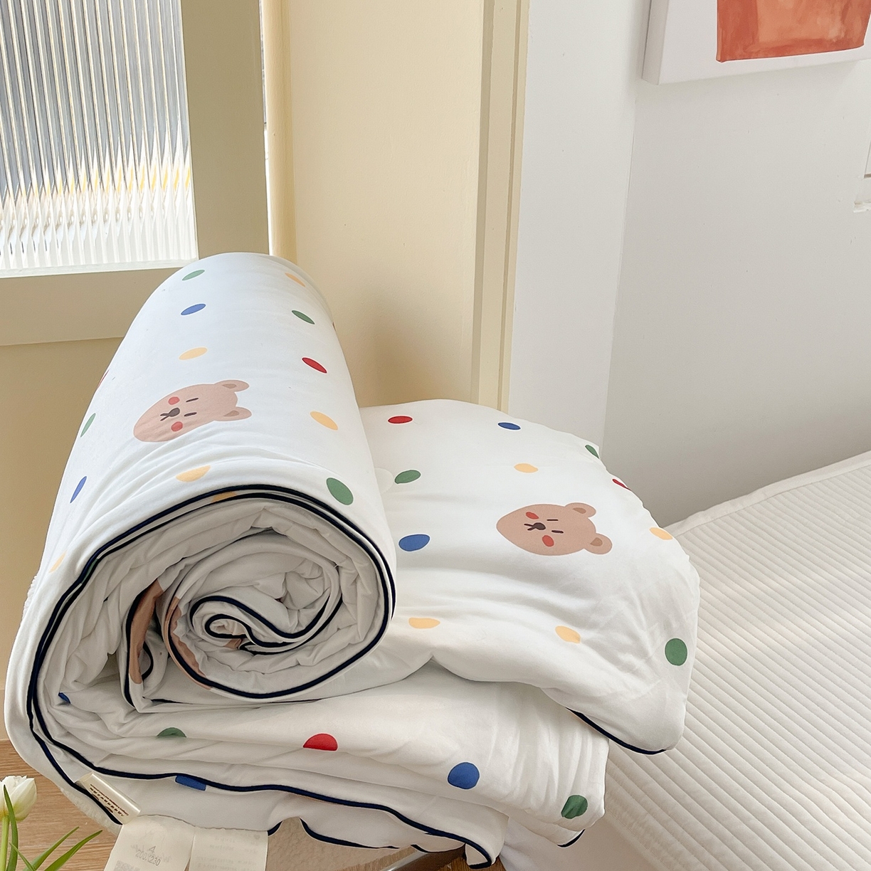 91家纺网 家纺一手货源 找家纺 咏绒家纺工厂店 厂家直销网销爆款花型永不断货2025春夏新款A类牛奶针织棉大豆夏被（长期款） 米洛熊