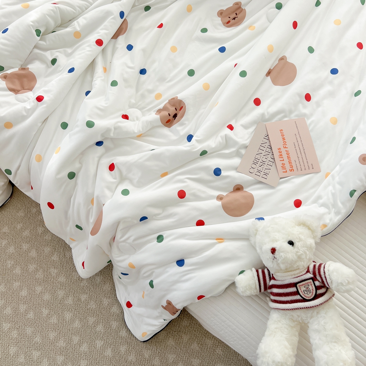 91家纺网 家纺一手货源 找家纺 咏绒家纺工厂店 厂家直销网销爆款花型永不断货2025春夏新款A类牛奶针织棉大豆夏被（长期款） 米洛熊