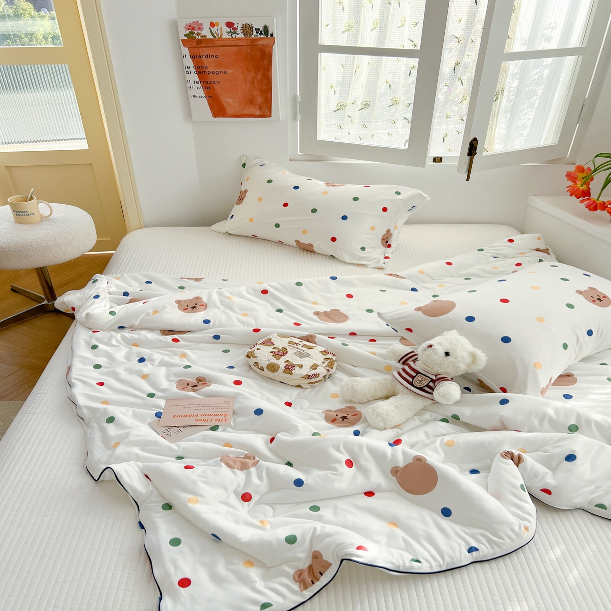 91家纺网 家纺一手货源 找家纺 咏绒家纺工厂店 厂家直销网销爆款花型永不断货2025春夏新款A类牛奶针织棉大豆夏被（长期款） 米洛熊