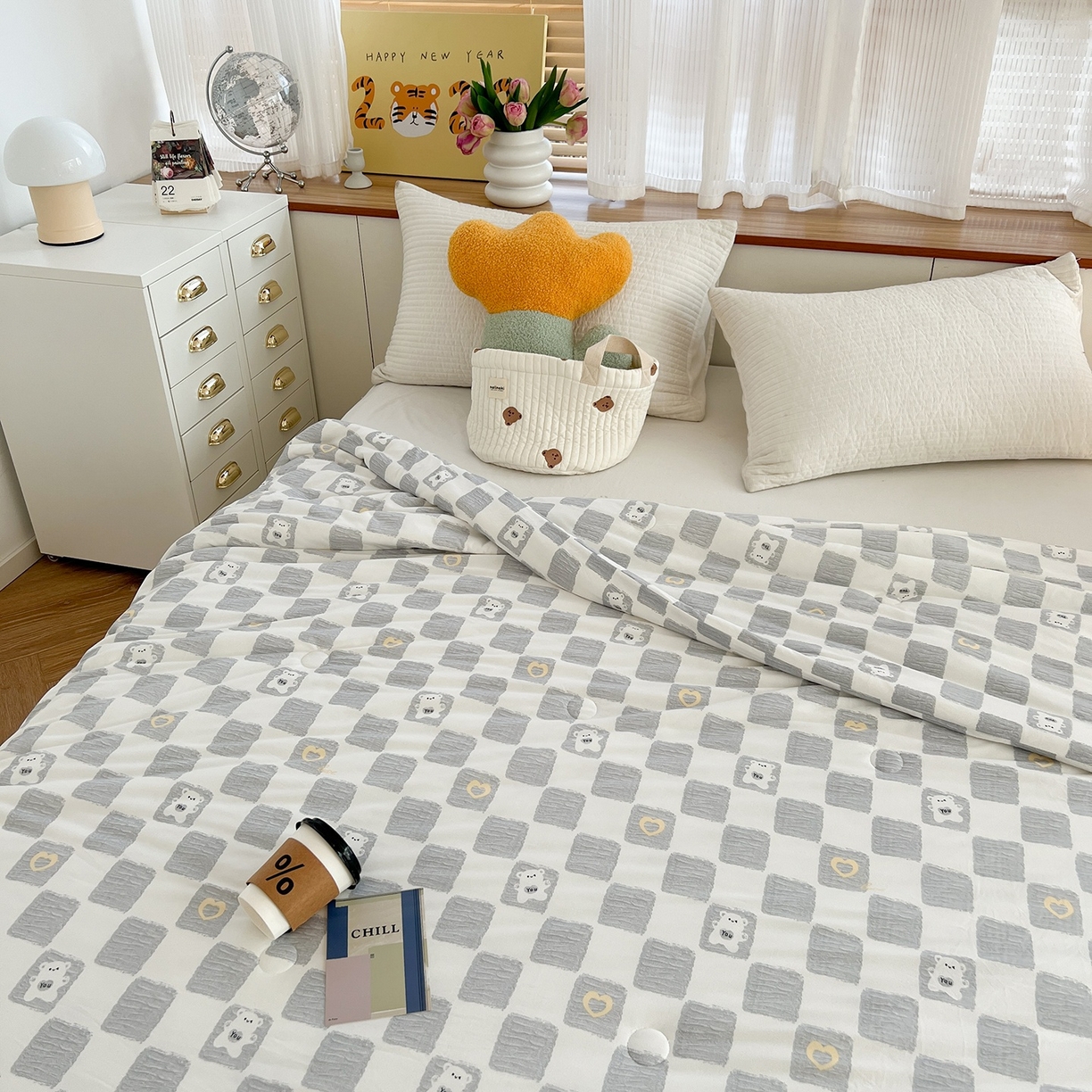 91家纺网 家纺一手货源 找家纺 咏绒家纺工厂店 厂家直销网销爆款花型永不断货2025春夏新款A类牛奶针织棉大豆夏被（长期款） 魔方熊