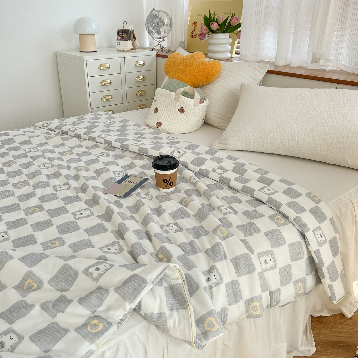 91家纺网 家纺一手货源 找家纺 咏绒家纺工厂店 厂家直销网销爆款花型永不断货2025春夏新款A类牛奶针织棉大豆夏被（长期款） 魔方熊