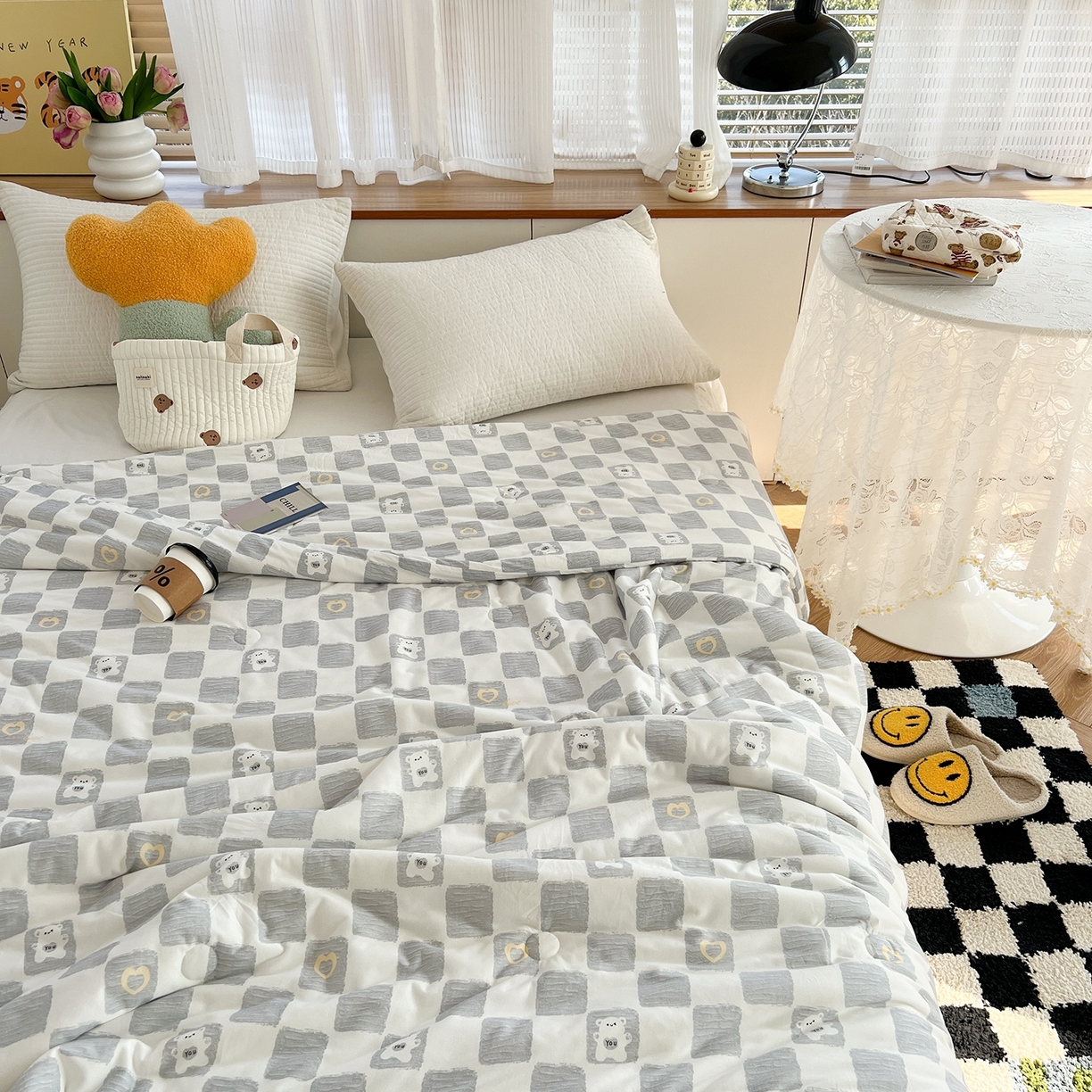 91家纺网 家纺一手货源 找家纺 咏绒家纺工厂店 厂家直销网销爆款花型永不断货2025春夏新款A类牛奶针织棉大豆夏被（长期款） 魔方熊