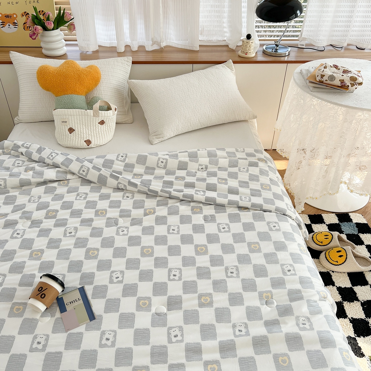 91家纺网 家纺一手货源 找家纺 咏绒家纺工厂店 厂家直销网销爆款花型永不断货2025春夏新款A类牛奶针织棉大豆夏被（长期款） 魔方熊