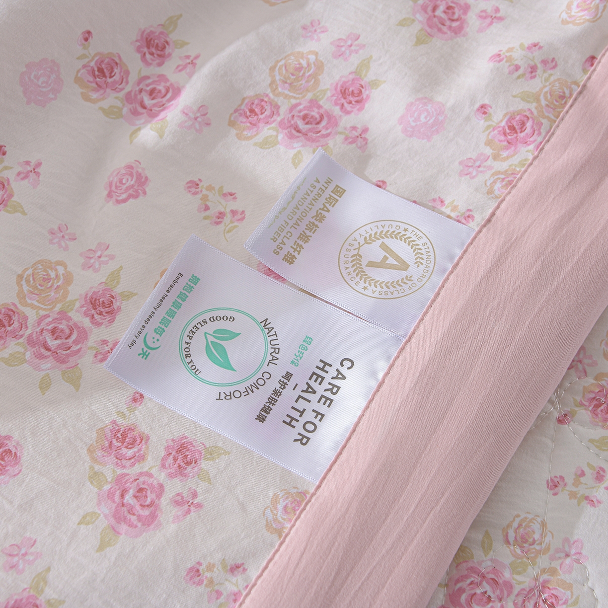 91家纺网 家纺一手货源 找家纺 金梦家居 2026新款水洗棉床盖夏被款四件套 粉黛佳人