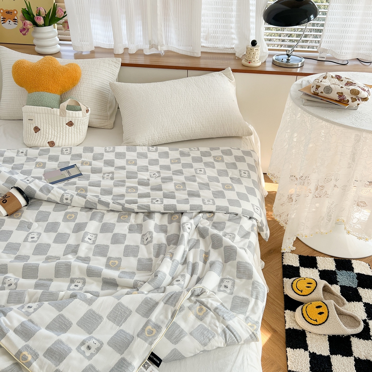 91家纺网 家纺一手货源 找家纺 咏绒家纺工厂店 厂家直销网销爆款花型永不断货2025春夏新款A类牛奶针织棉大豆夏被（长期款） 魔方熊