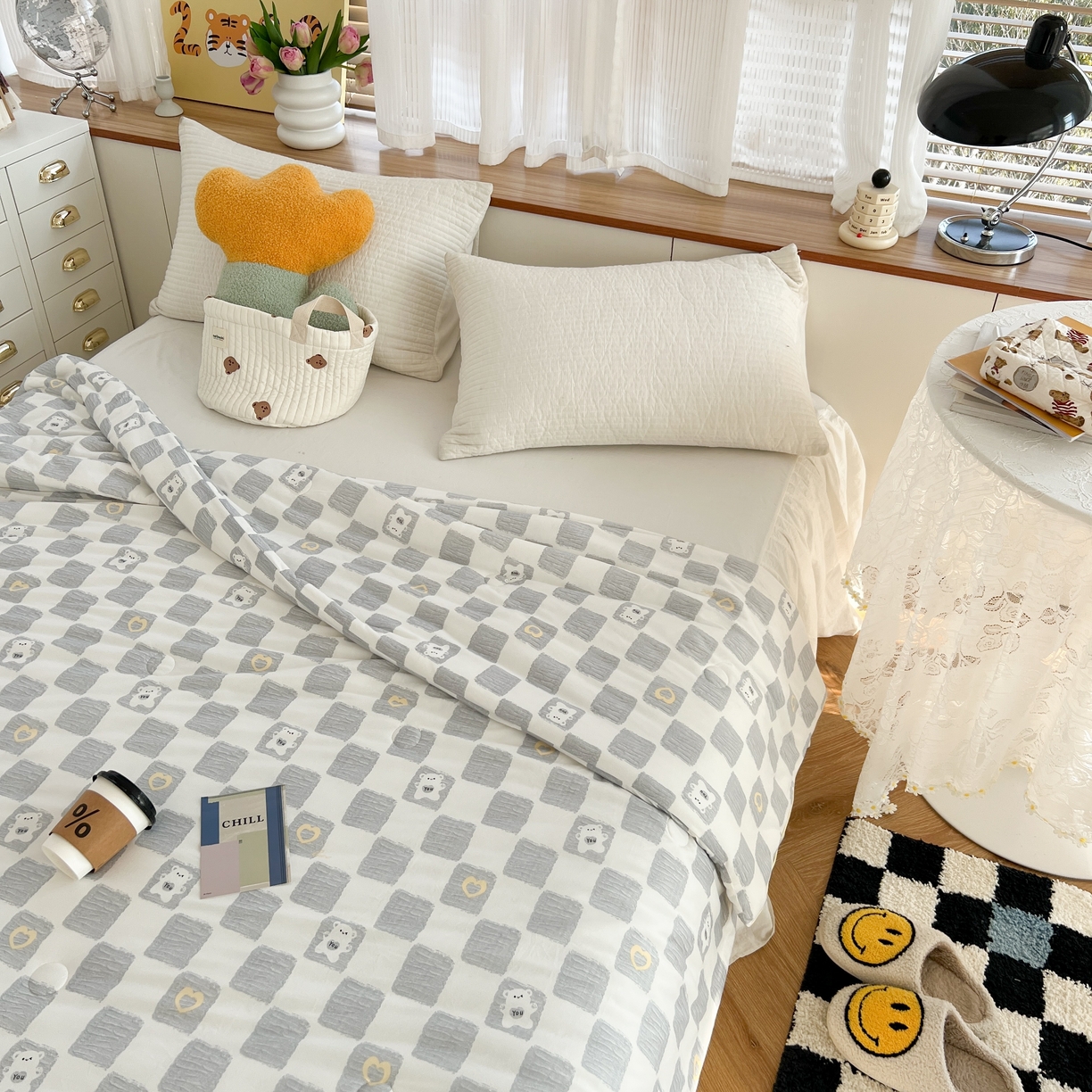 91家纺网 家纺一手货源 找家纺 咏绒家纺工厂店 厂家直销网销爆款花型永不断货2025春夏新款A类牛奶针织棉大豆夏被（长期款） 魔方熊