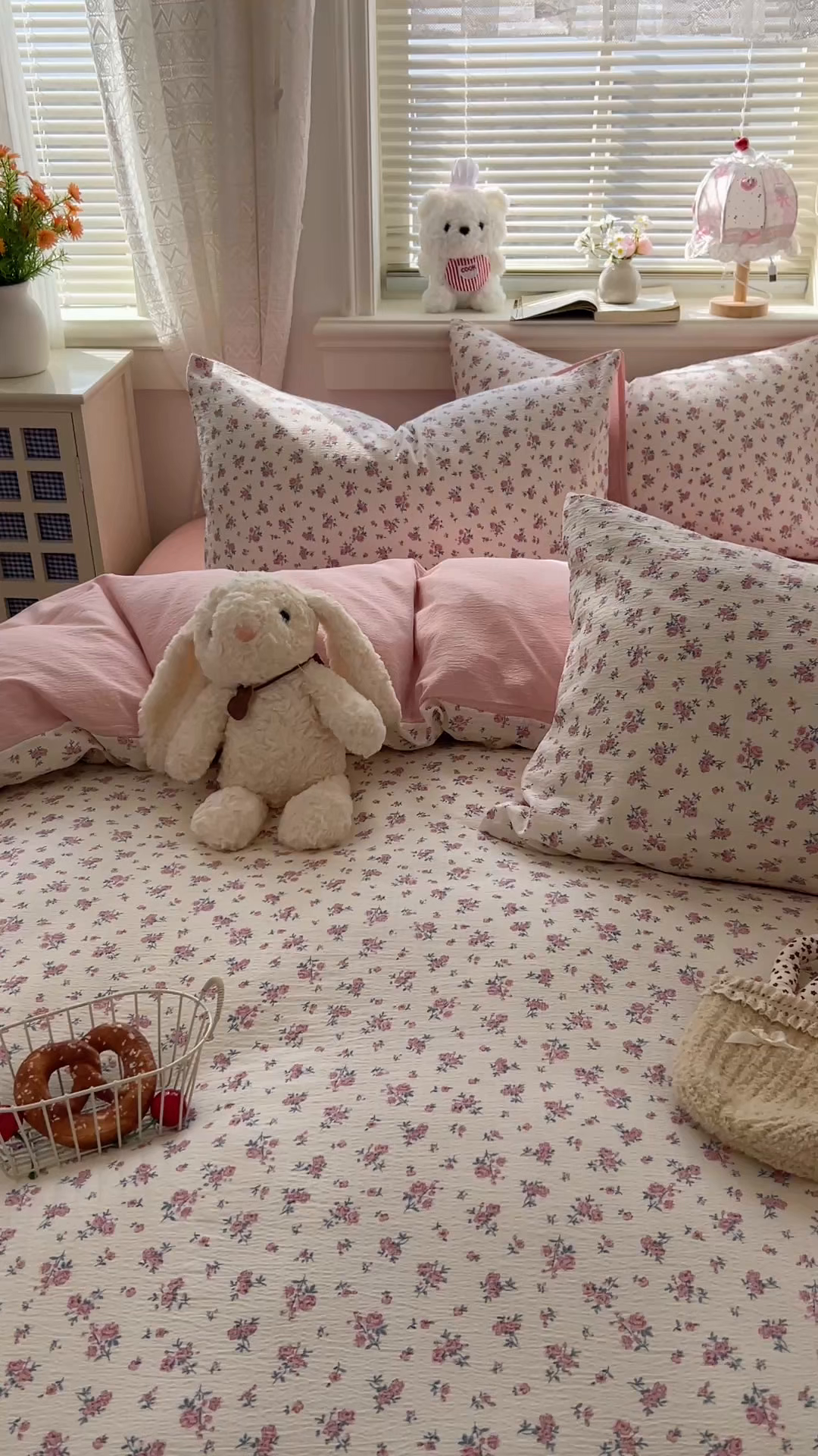 91家纺网 家纺一手货源 找家纺 金梦拉家纺 2026春夏新款云感双层纱皱皱纱系列四件套 茉莉清风