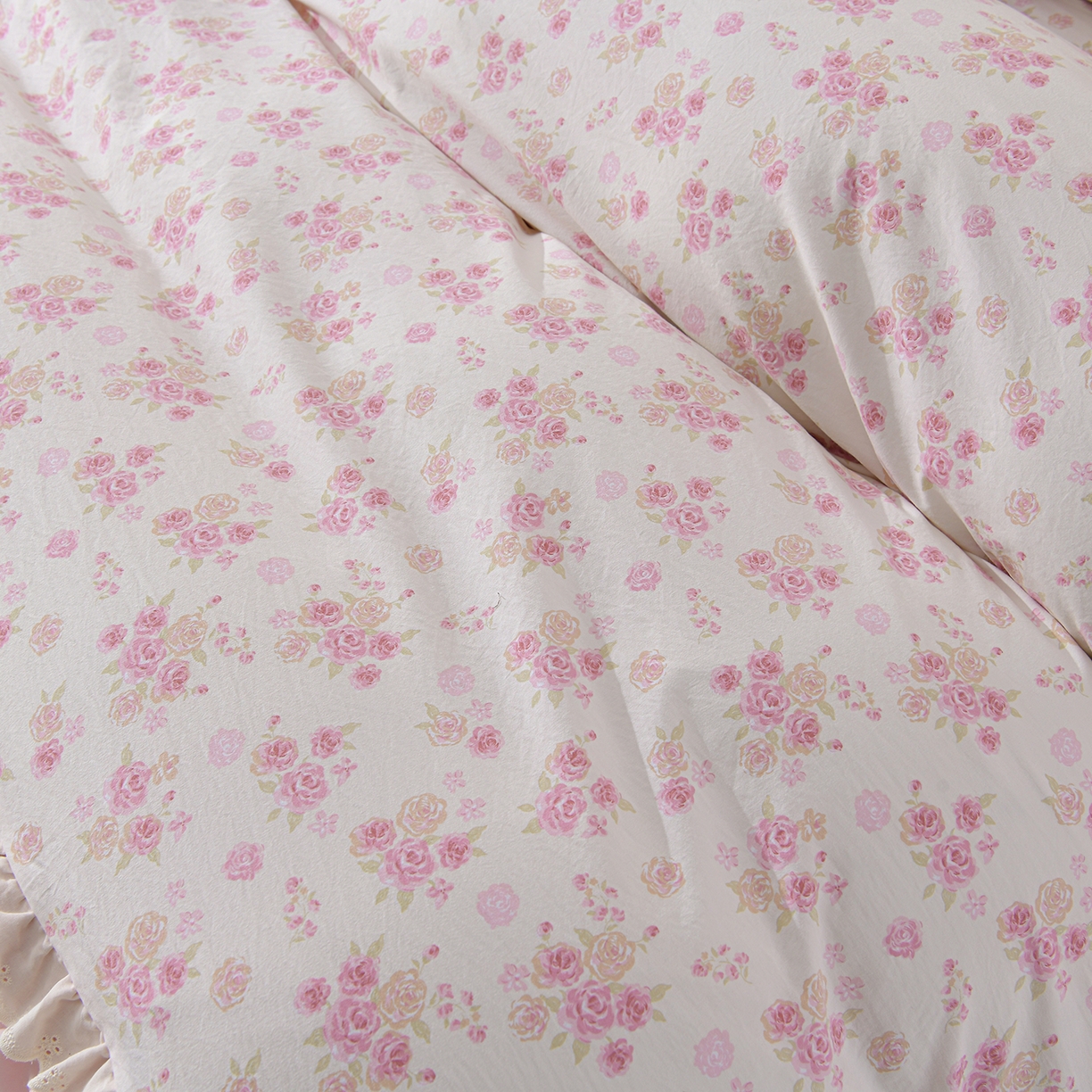 91家纺网 家纺一手货源 找家纺 金梦家居 2026新款水洗棉床盖夏被款四件套 粉黛佳人