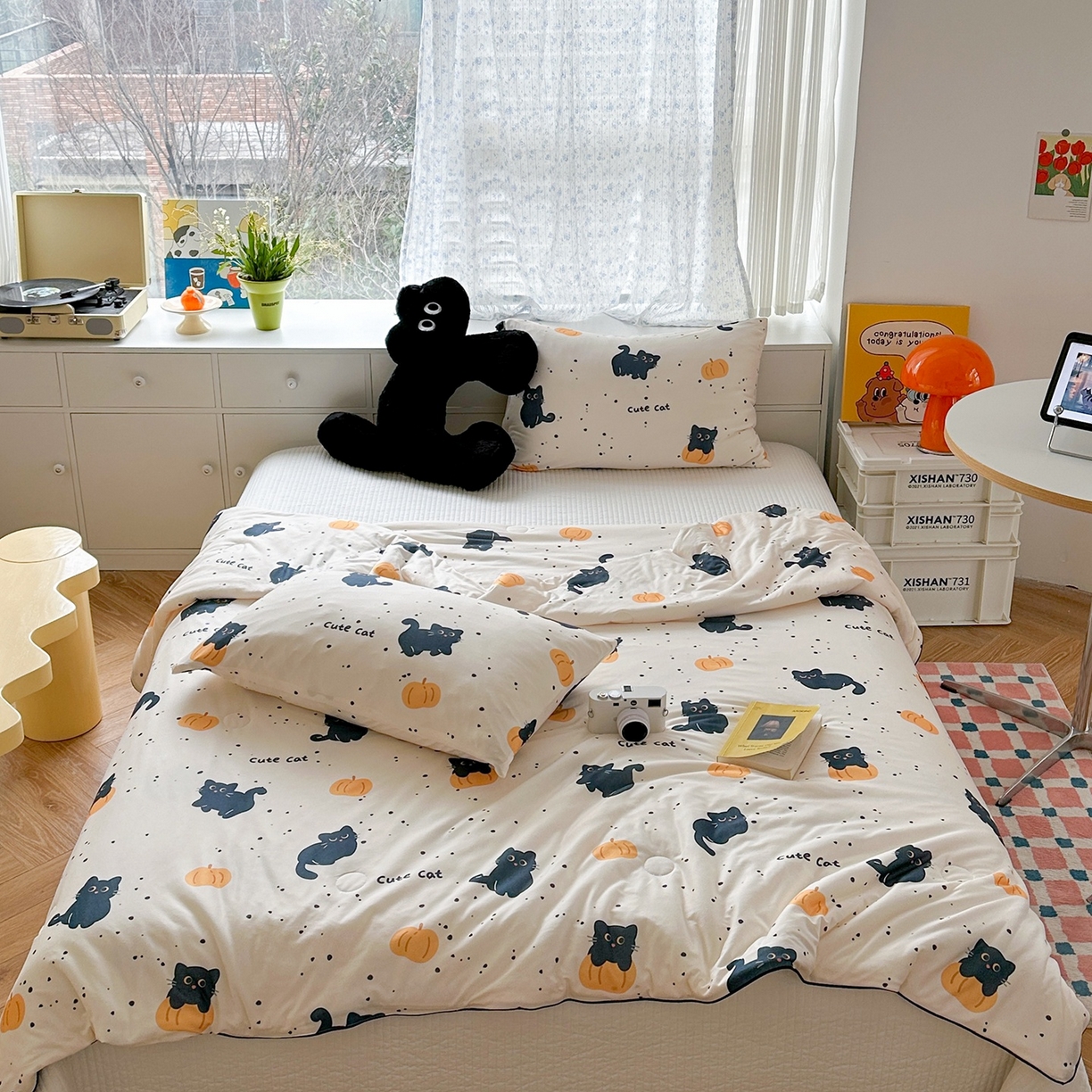 咏绒家纺工厂店 厂家直销网销爆款花型永不断货2025春夏新款A类牛奶针织棉大豆夏被（长期款） 南瓜猫