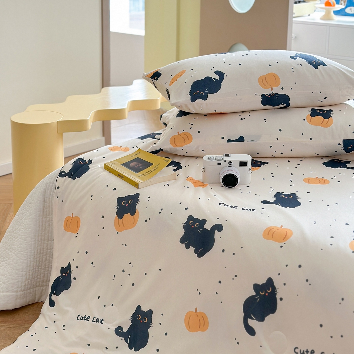 91家纺网 家纺一手货源 找家纺 咏绒家纺工厂店 厂家直销网销爆款花型永不断货2025春夏新款A类牛奶针织棉大豆夏被（长期款） 南瓜猫