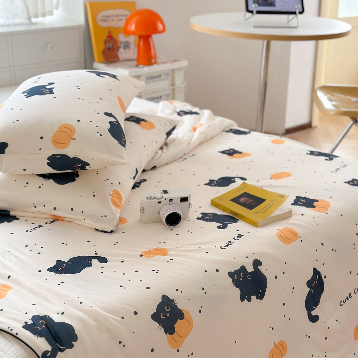 91家纺网 家纺一手货源 找家纺 咏绒家纺工厂店 厂家直销网销爆款花型永不断货2025春夏新款A类牛奶针织棉大豆夏被（长期款） 南瓜猫