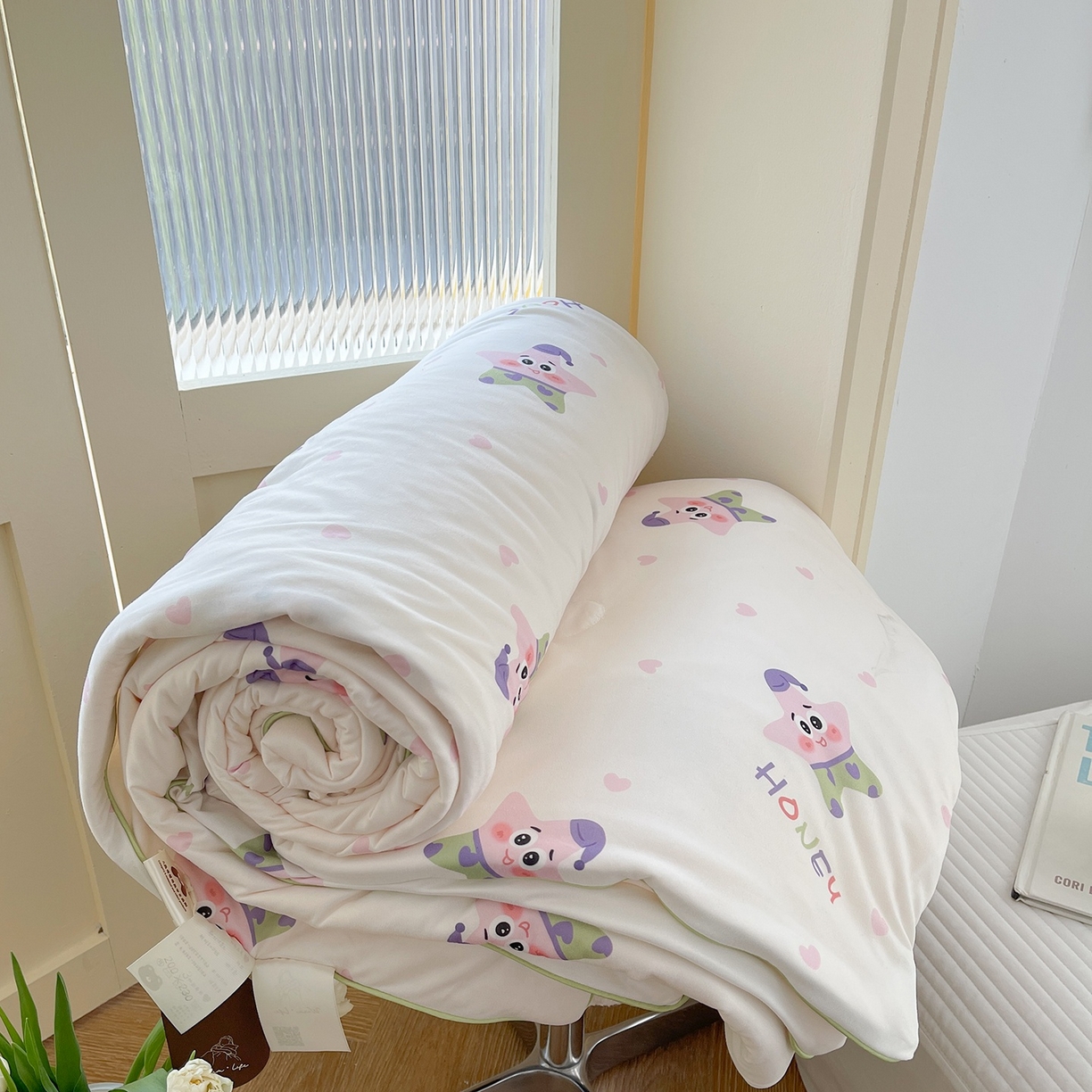 91家纺网 家纺一手货源 找家纺 咏绒家纺工厂店 厂家直销网销爆款花型永不断货2025春夏新款A类牛奶针织棉大豆夏被（长期款） 派大海星