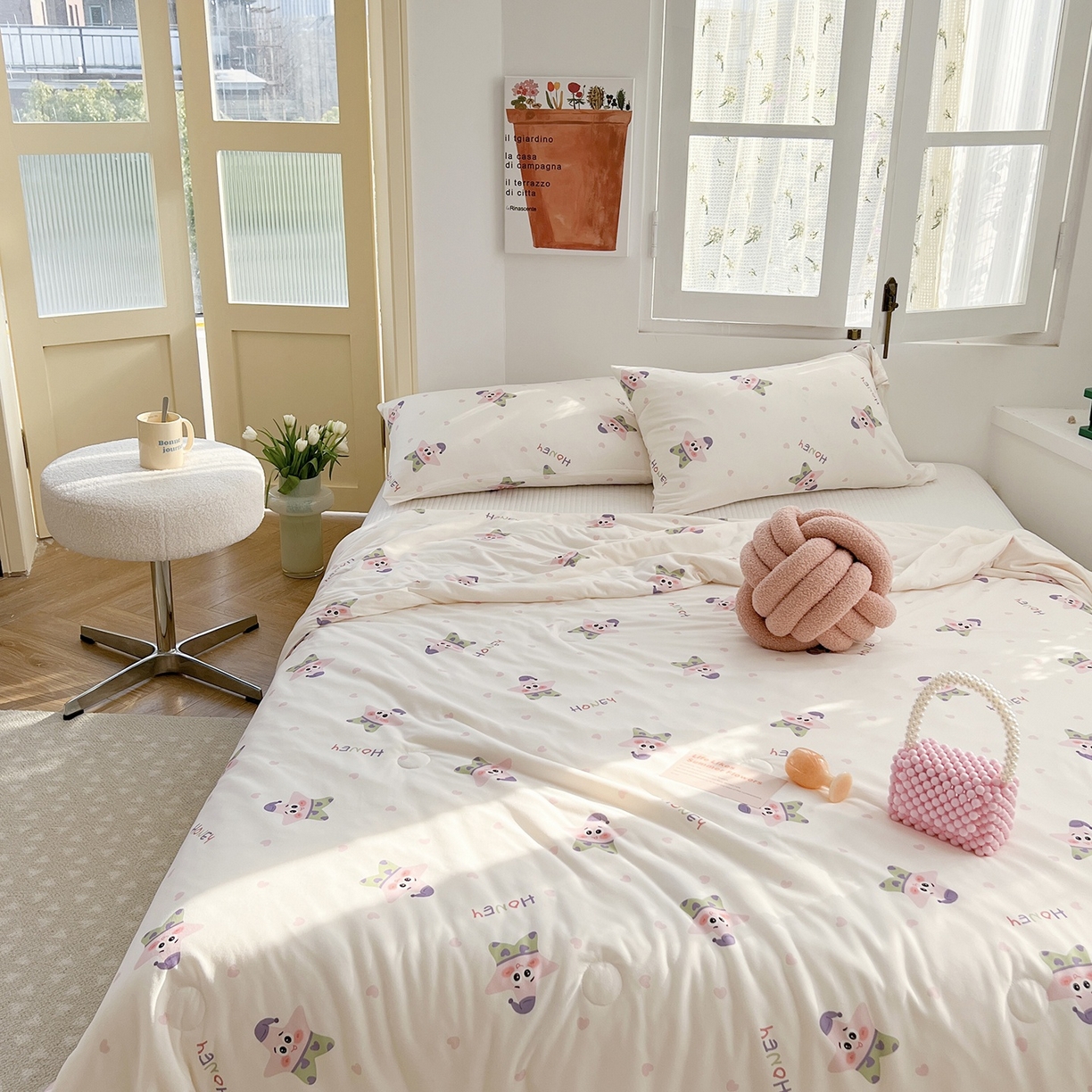 91家纺网 家纺一手货源 找家纺 咏绒家纺工厂店 厂家直销网销爆款花型永不断货2025春夏新款A类牛奶针织棉大豆夏被（长期款） 派大海星